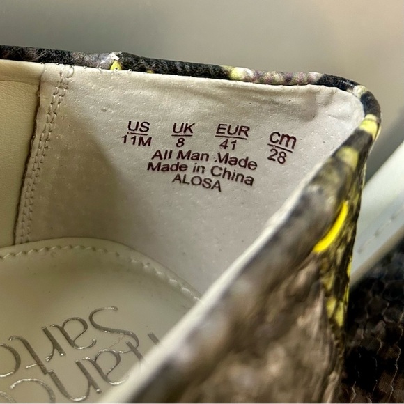 🐍”Franco Sarto” NWOT Neon Green/Black Snakeskin Print Slip On Sneakers Size 11 - Picture 8 of 10